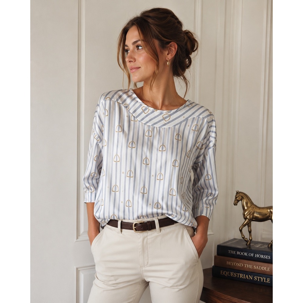 Rönner Equestrian Stirrup Print Blouse Women's‎ US 6